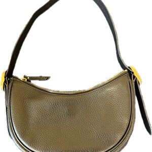 Quince Mini Italian Baguette Leather Pebble Leather Hobo with Gold Hardware